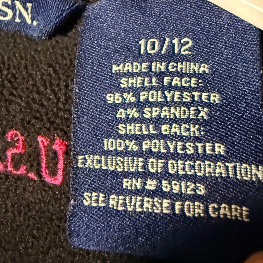 U.S. Polo Assn. Girls Black Pink Softshell Lined W/Fleece Full Zip Jacket
